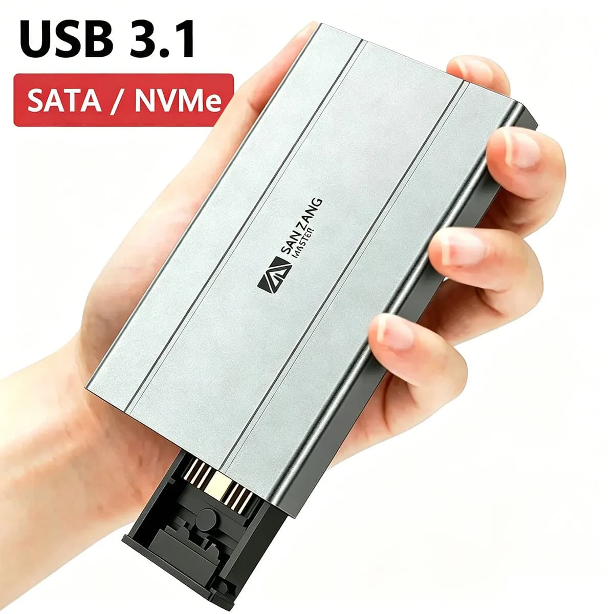 M.2 SSD Enclosure Dual Protocol NVMe SATA USB3.0 Type C External Hard Drive Disk Case for M.2 NVMe/SATA SSD