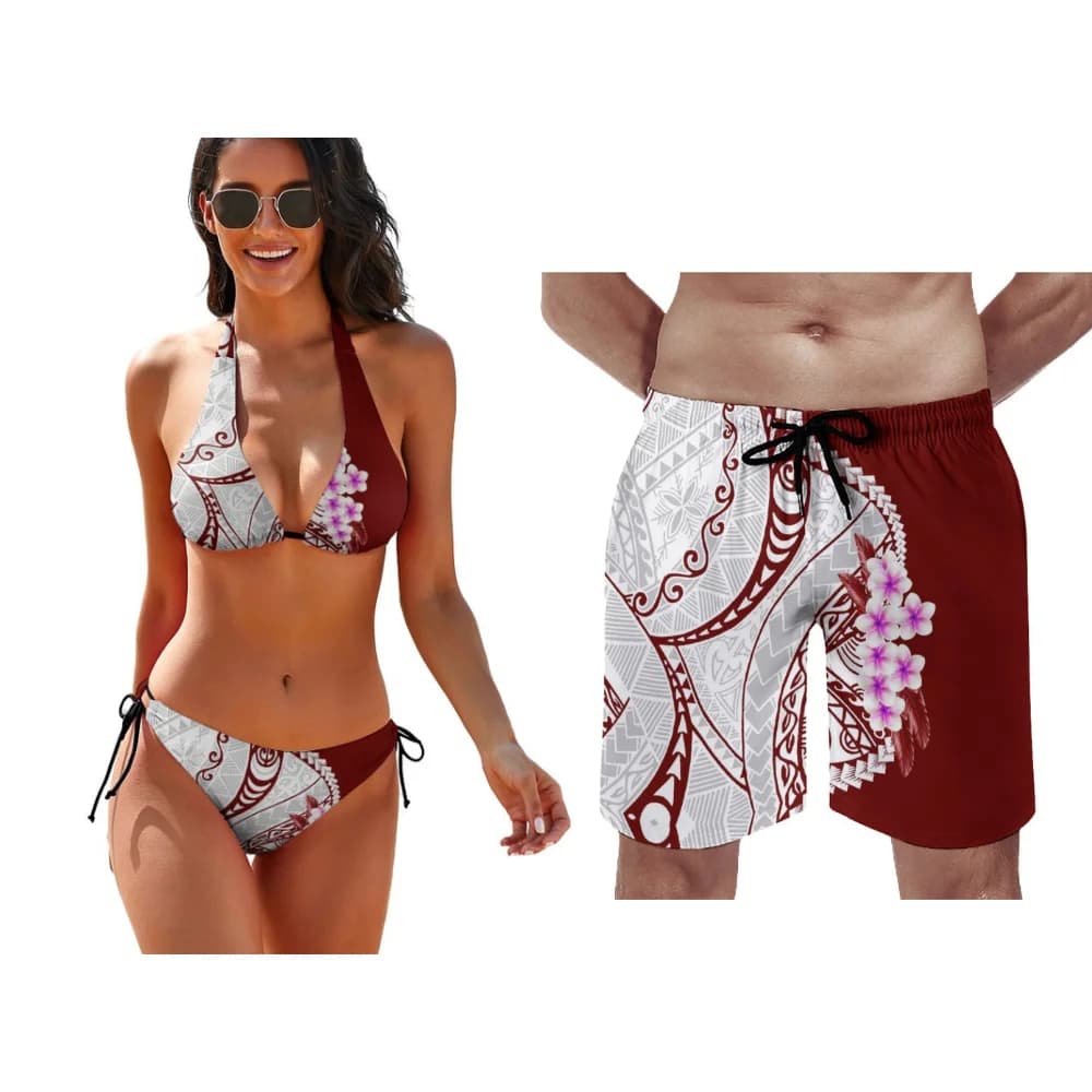 Estate donna Bikini uomo pantaloni da spiaggia temperamento coppia costume da bagno Set personalizza qualsiasi modello costume da bagno esclusivo di san valentino