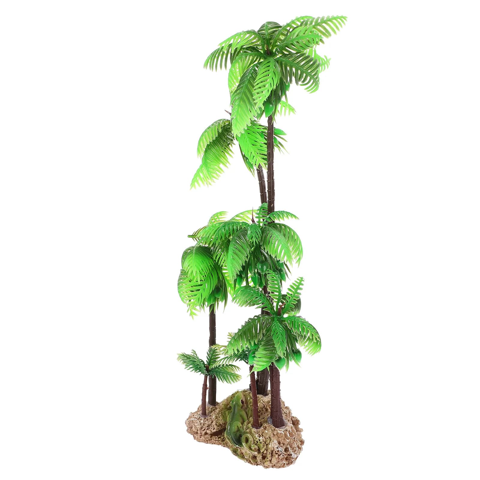 Plastic Coconut Tree Ornament Realistic Artificial Tropical Plant for Fish Tank Aquarium Terrarium Garden Micro Landscape