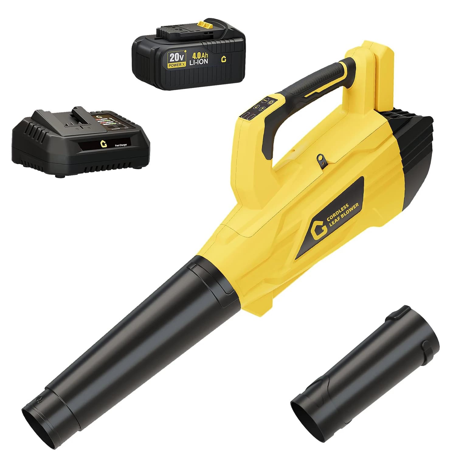 20V Cordless Leaf Blower 700 CFM 250 MPH With 4.0Ah Battery & Fast Charger, Brushless 2-Speed Lightweight Yard Blower