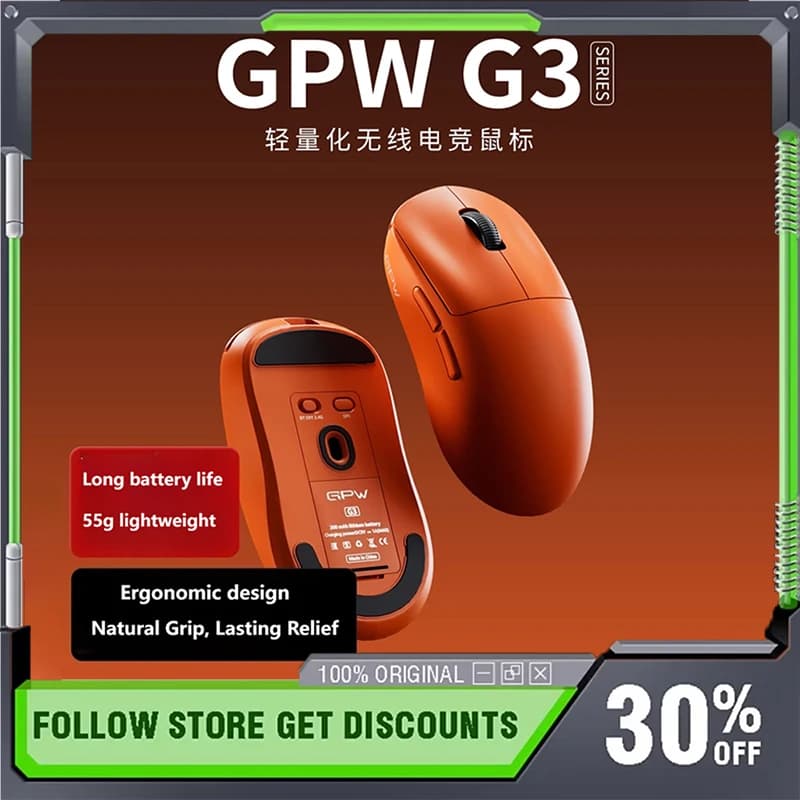 Lightweight Wireless Game Mouse GPW G3 55g Tri-Mode Sensor PAW3311 Long Lifespan Hot Swap Bluetooth Office Play Mouse Laptop Gifts