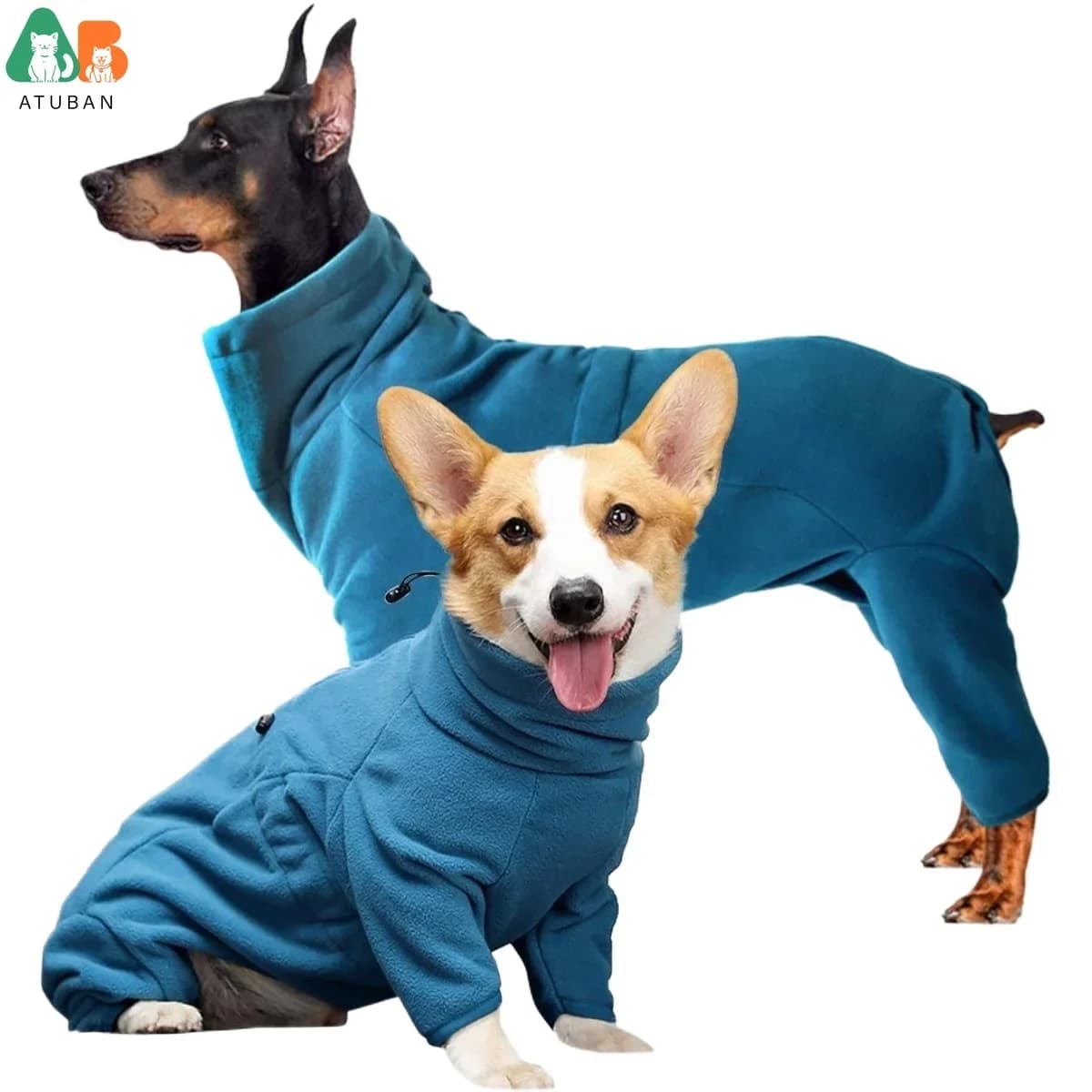 ATUBAN Cappotto invernale per cani Pigiama pullover in morbido pile, Giacca antivento calda per la stagione fredda per animali domestici Gilet Tuta accogliente Abbigliamento