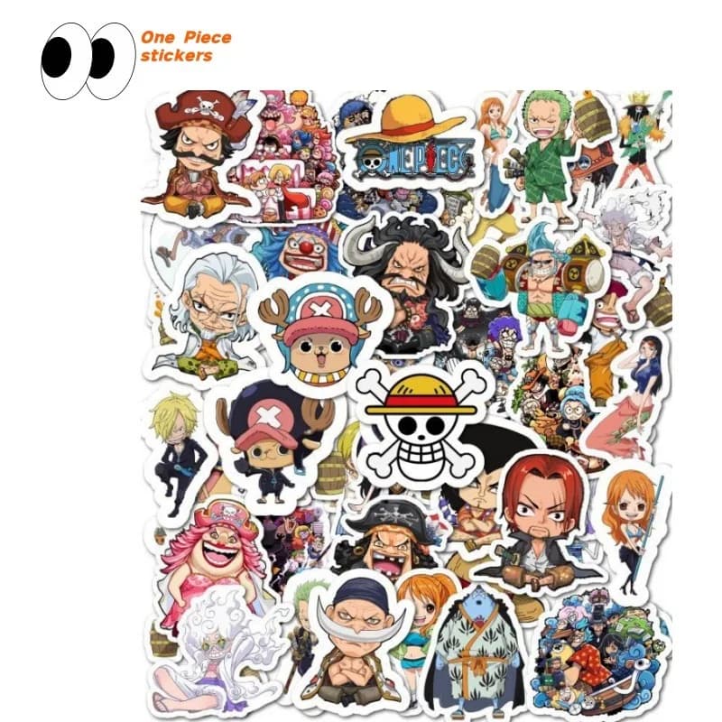 Adesivi decorativi per quaderni e cellulari a tema One Piece, impermeabili, stile cartone animato.