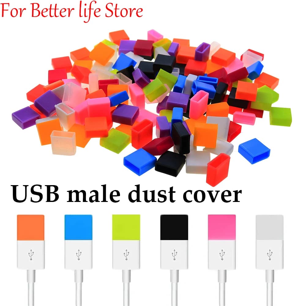 10 pcs USB male dust cap Silicone cap for cable charging extension of transfer data line USB protection dust cover