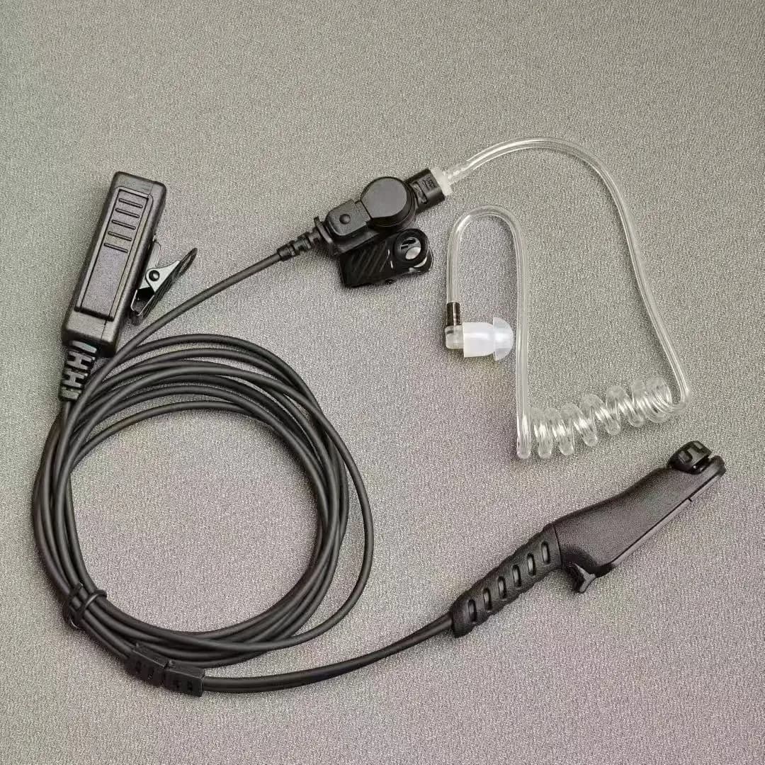 Auricolare Acustico con Tubo Acustico Stile FBI, Lungo e Grande, con PTT per Walkie Talkie Motorola R7 R7A ION/APX N30 N50 N70 ecc.