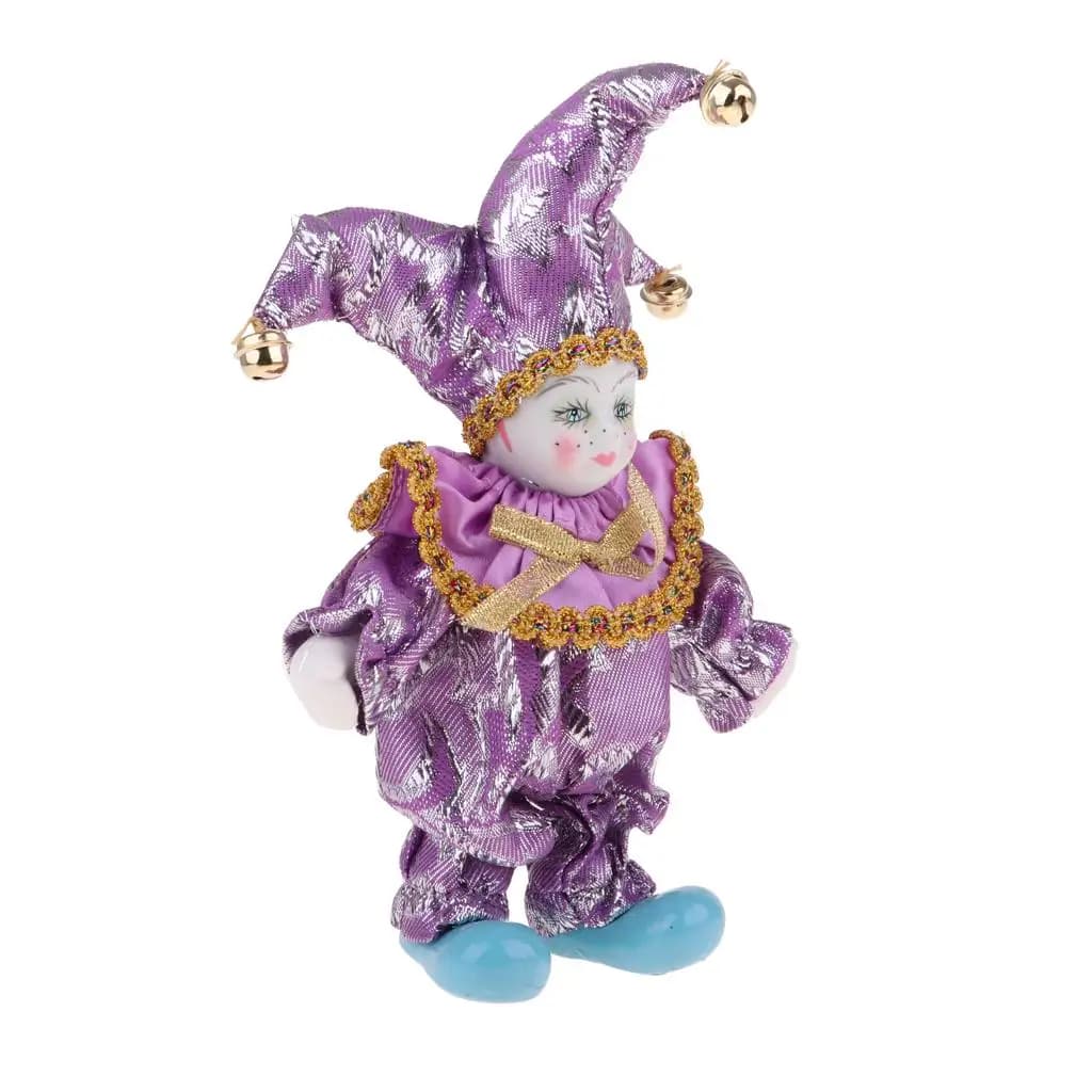 Statuetta in Porcellana a Forma di Arlecchino Italiano, Ornamento da Scrivania per Regali Festivi