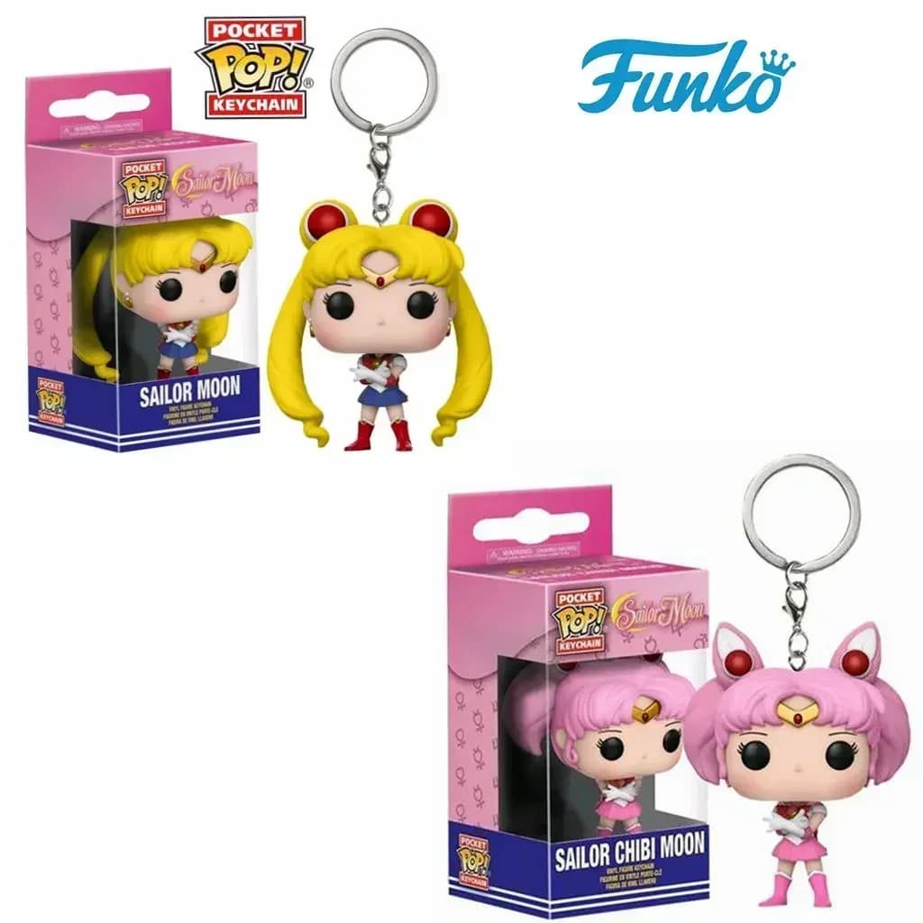 FUNKO POP Anime giapponese Sailor Moon & Sailor Chibi Moon Portachiavi tascabile Giocattolo Action Figure Giocattoli da collezione per bambini Ragazze