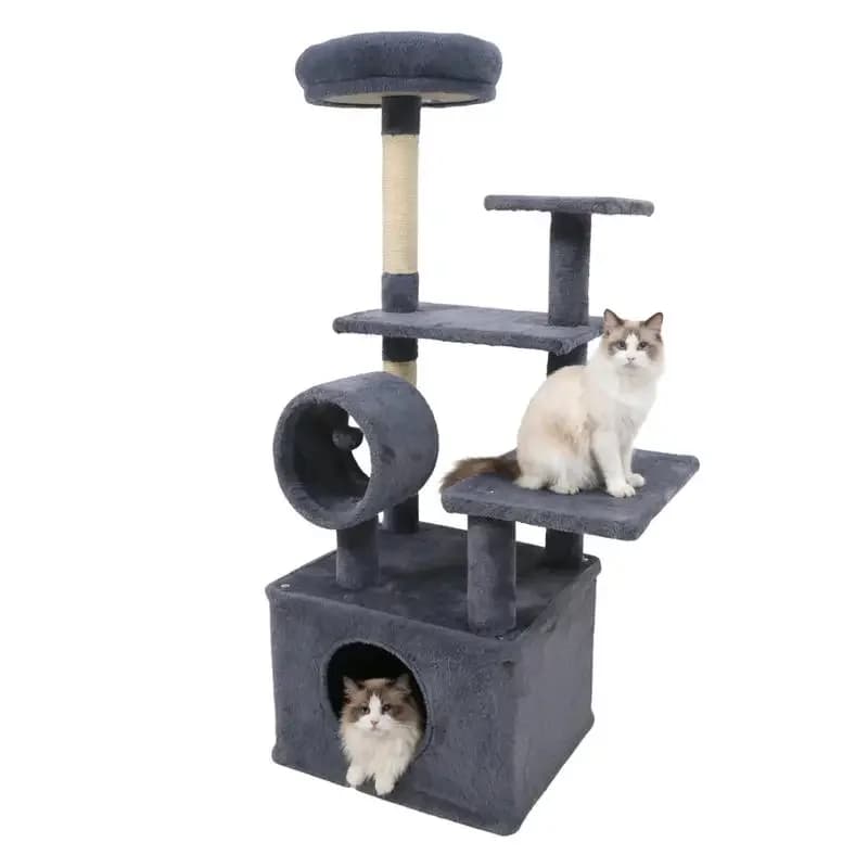 Albero per Gatti Alto 48 Pollici, Torre Multi-Livello per Gattini con Ampio Condo e Scomparto Imbottito - Grigio