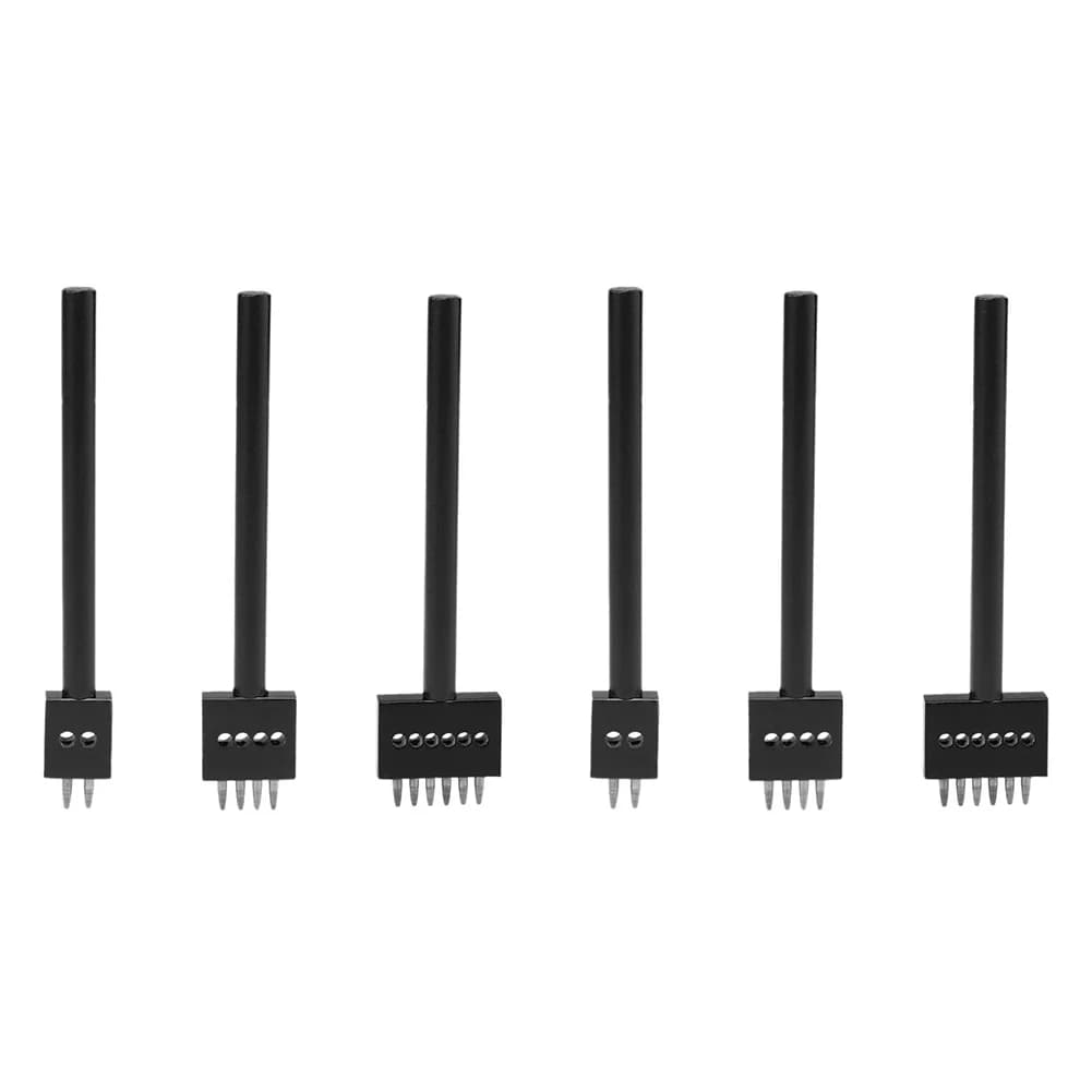 Punzone Circolare Nero a 2/4/6 Punte in Acciaio per Cuciture, Strumento per Lavorazione del Cuoio Fai-da-Te, Spaziatura 5mm per Cuciture in Pelle