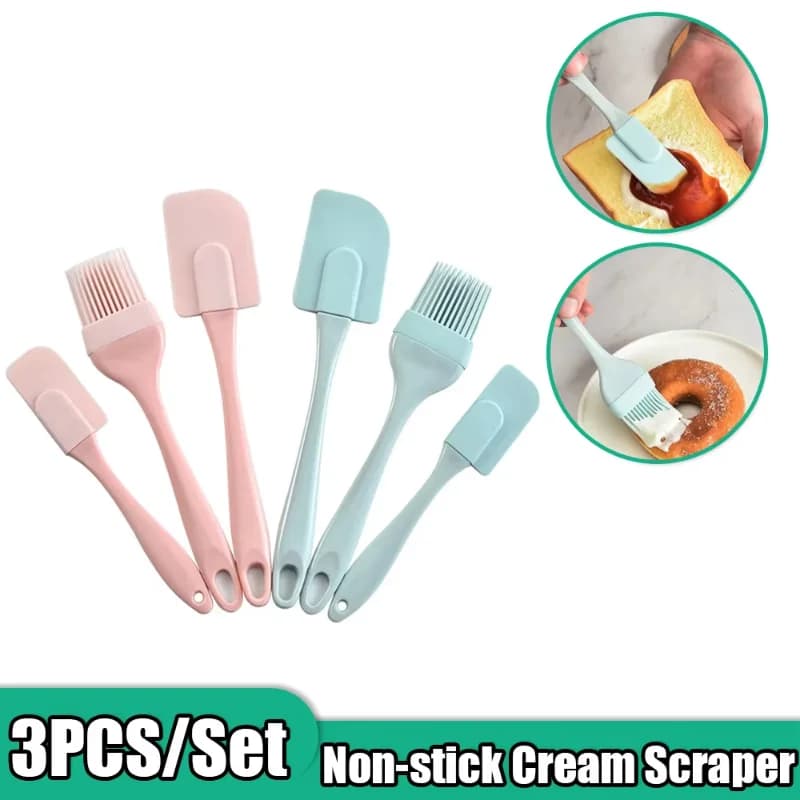 Spatola in Silicone per Alimenti, Raschietto per Crema, Spatola Antiaderente per Pane, Torte e Burro, Pennello per Olio, Utensili da Cucina Durevoli per Pasticceria