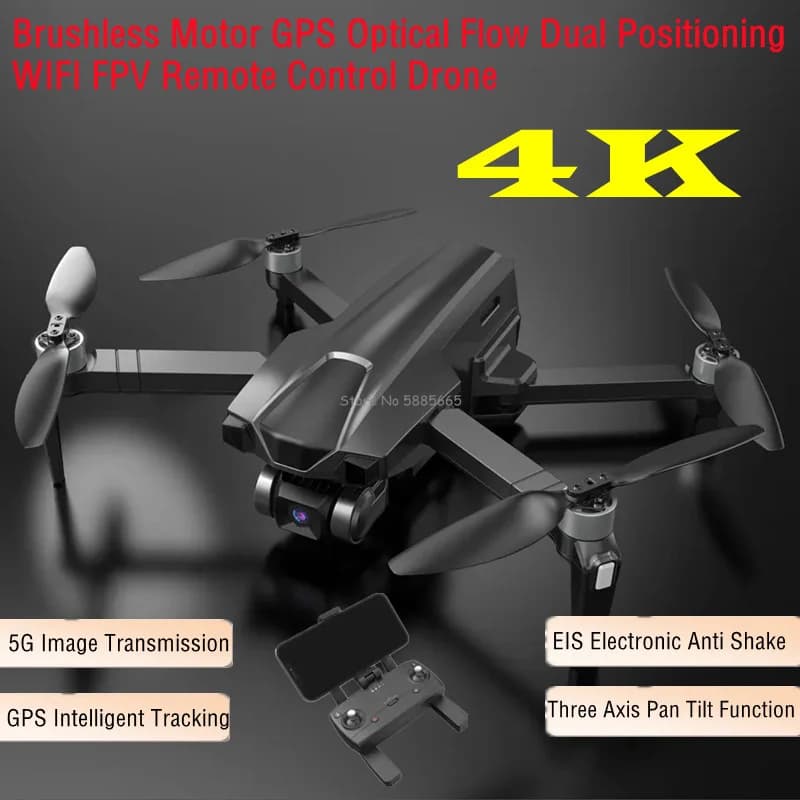 Professionale 4K GPS Ritorno FPV EIS Drone telecomandato 5G Motore brushless GPS Smart Follow Me Tre Axi Pan Tilt RC Quadcopter