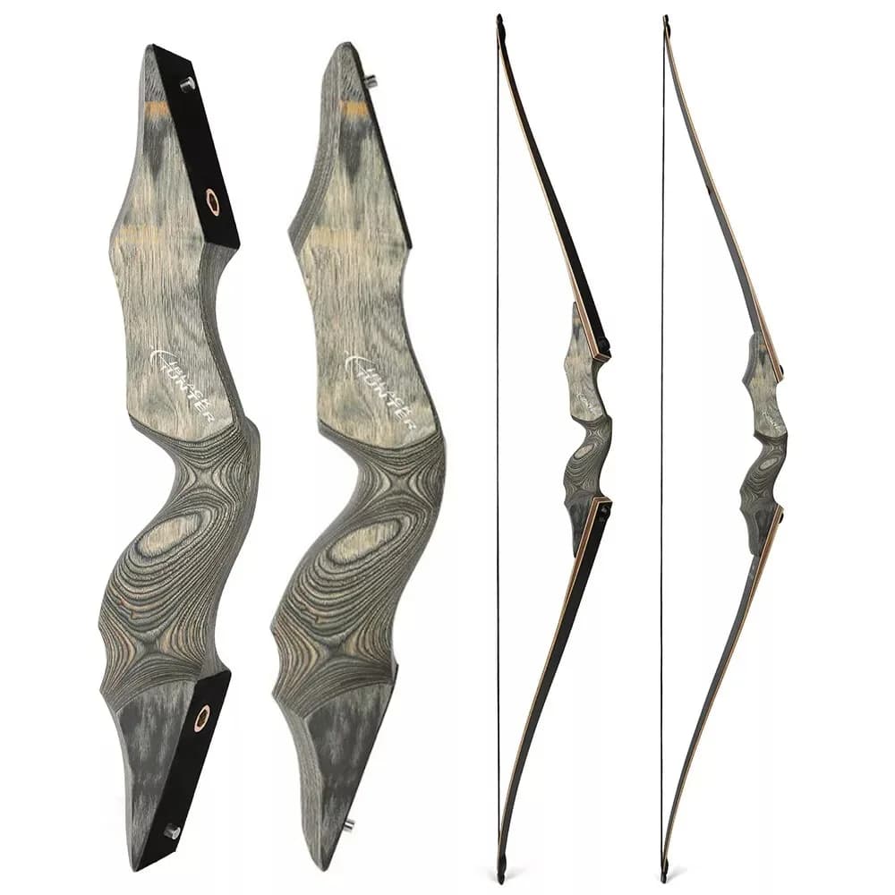 Arco Ricurvo Smontabile Black Hunter da 20-60 libbre, 60 pollici, per Tiro con l'Arco, Caccia e Tiro al Bersaglio