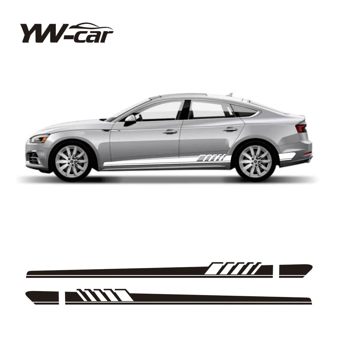 2 Pcs High - Quality Racing Sport Car Door Side Skirt Stripes Stickers: Perfect Vinyl Decal Accessories for Audi A3, A4, A5, A6,