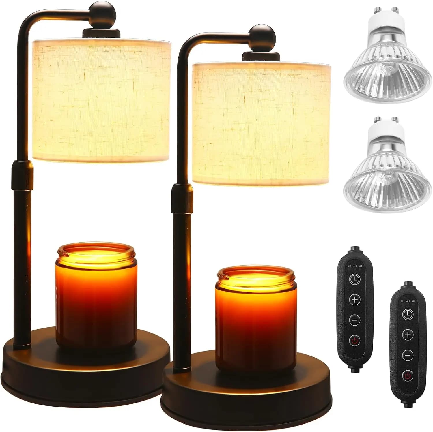 Set of 2 Staircase lamps with Timer, Dimmable and Height Adjustable, Flameless Heater Safe for Candles in Barattole - Gift for Home Furniture