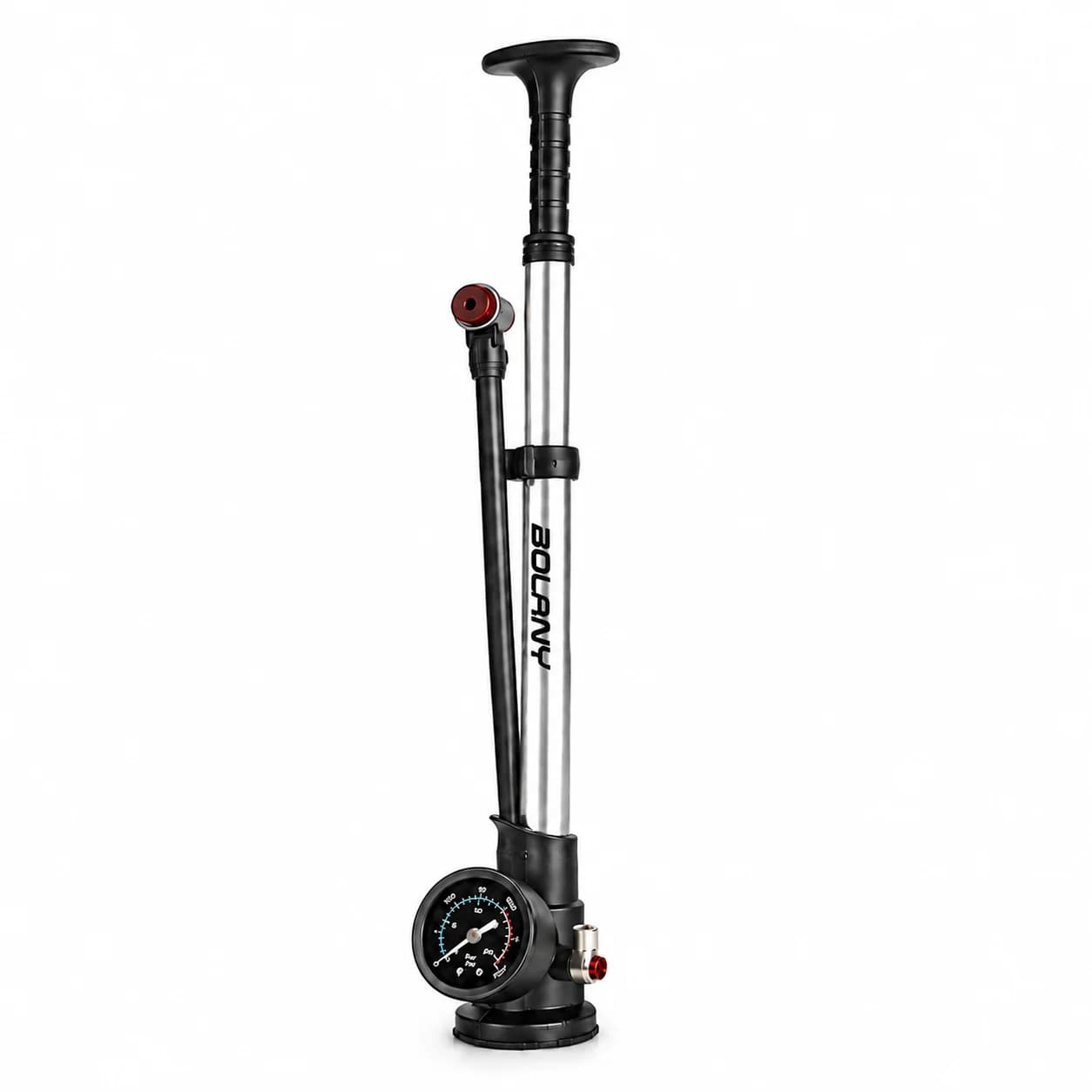 BOLANY 300PSI High Pressure Bike Suspension Pump Large Analog Gauge Air Bleed Button Flexible Hose for Fork Rear Shock Schrader