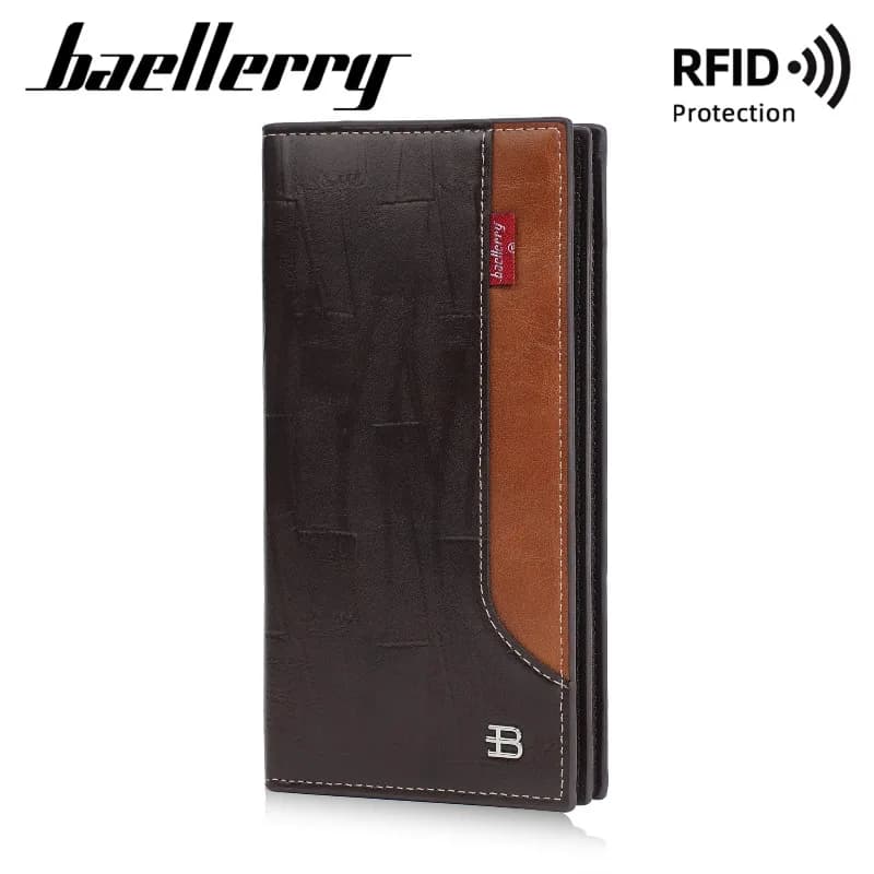 Portafoglio Sottile da Uomo Baellerry con Protezione RFID, in Morbida Pelle PU, con Cerniera, Organizzatore Multi-Carte, Antifurto
