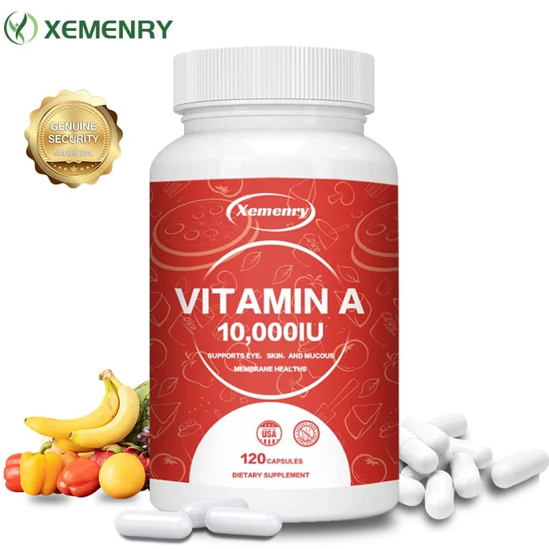 Vitamin A 10000U Capsules - Supports healthy vision and immune system, skin health - Non GMO, gluten-free supplements