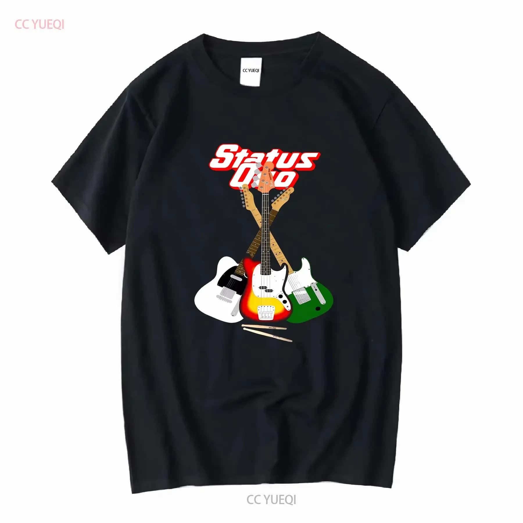 Ispirato STATUS QUO Cotone Nero Uomo Per i fan dalla S alla 5XL T Shirt HC1255 vintage lavato moda homme Leggermente