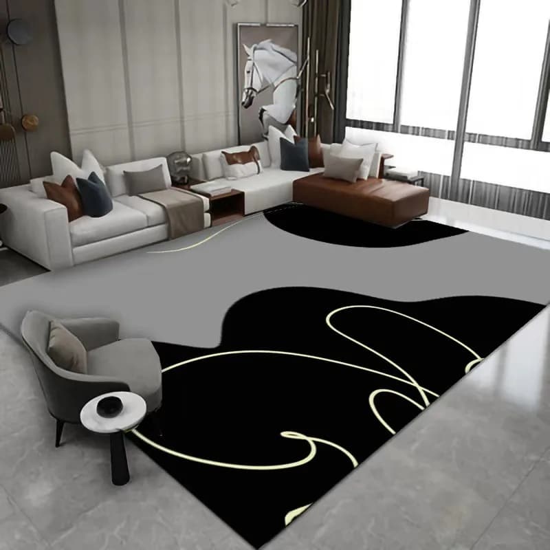 Tappeti astratti grigi neri per la decorazione del soggiorno Tappetino resistente allo sporco Tappeti Camera da letto Divano Tavolino Area Decor Tappeto