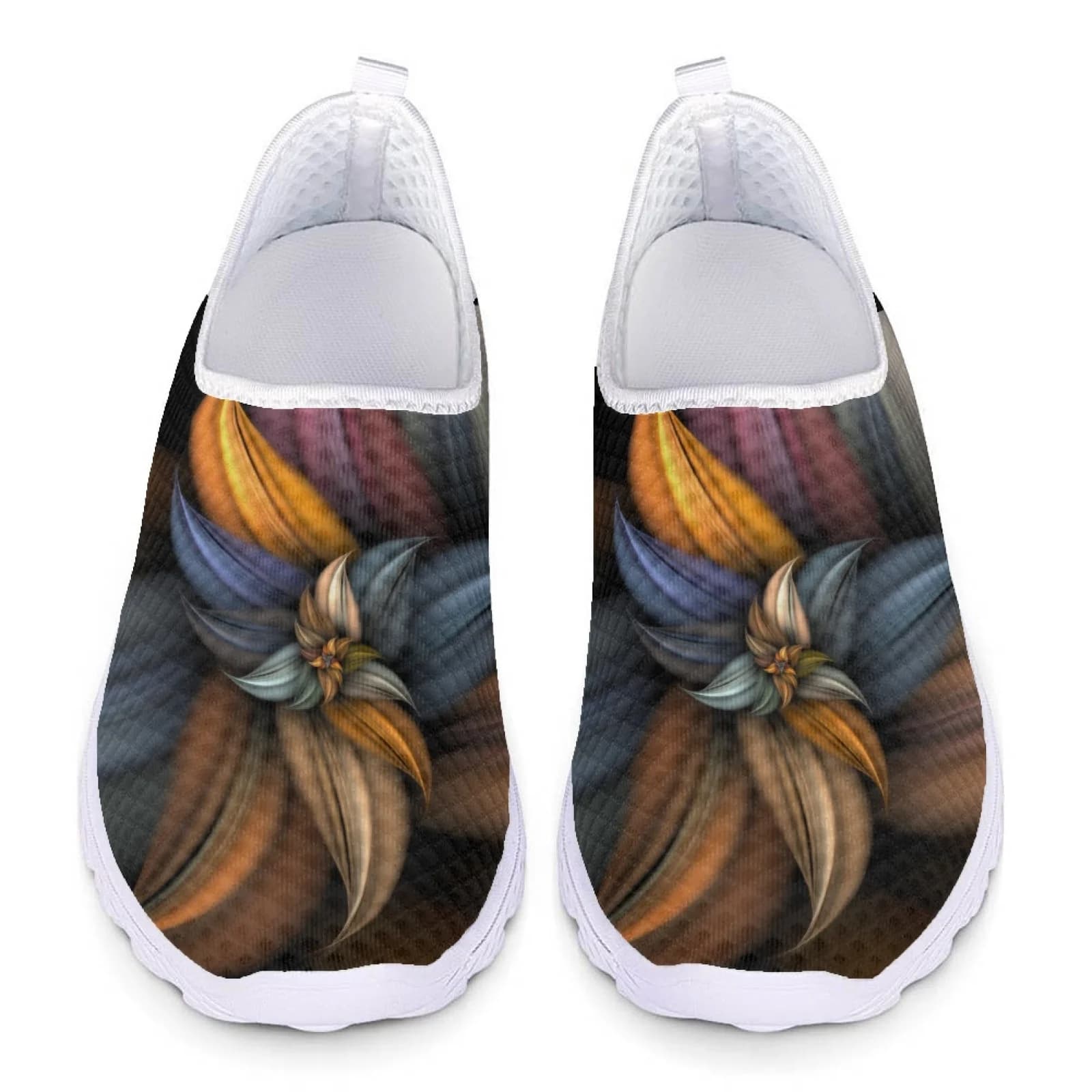 Stampa floreale astratta Plus Size Mesh Slip On Sneakers Mocassini piatti Scarpe basse da donna Scarpe casual da donna estive Big Size 2023