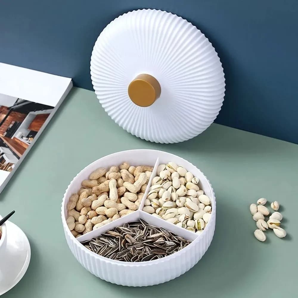 Vassoio in Plastica per Caramelle e Snack con Coperchio, Accessori da Cucina, Piatto per Frutta Secca, Vassoio Portaoggetti, Piatti Rotondi da Servizio per Soggiorno