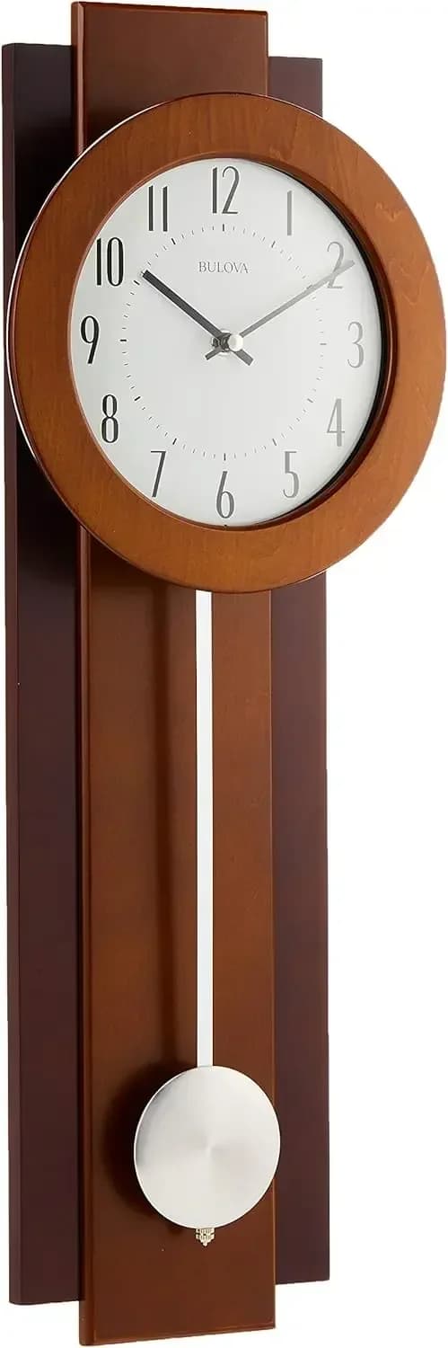 Orologio da Parete C3383 Avent con Cassa in Legno Bicolore, Pendolo a Movimento Lento, Numeri Arabi, Piastra Personalizzabile, Altezza 23,5 Pollici