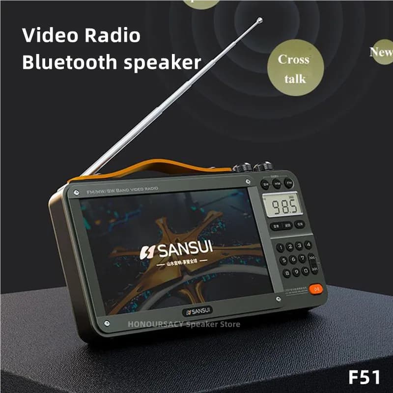 Altoparlanti Bluetooth Multifunzionali con Radio FM/MW/SW per Casa e Anziani, Schermo HD da 7 Pollici, Lettore Video per Balli di Gruppo