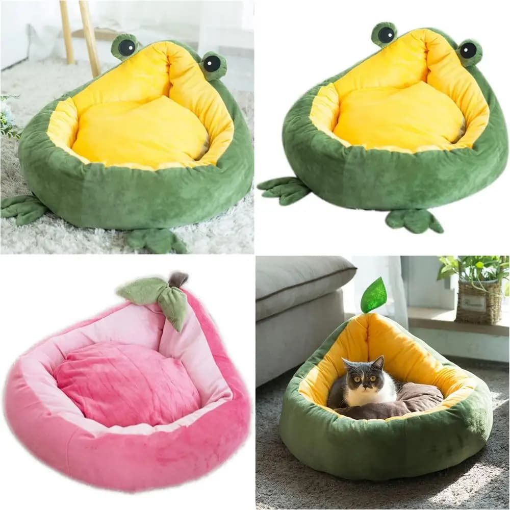 Simpatico divano per animali domestici a forma di frutta, morbido letto per cani caldo, letto per gatti lavabile rimovibile, nido per animali domestici per dormire invernale