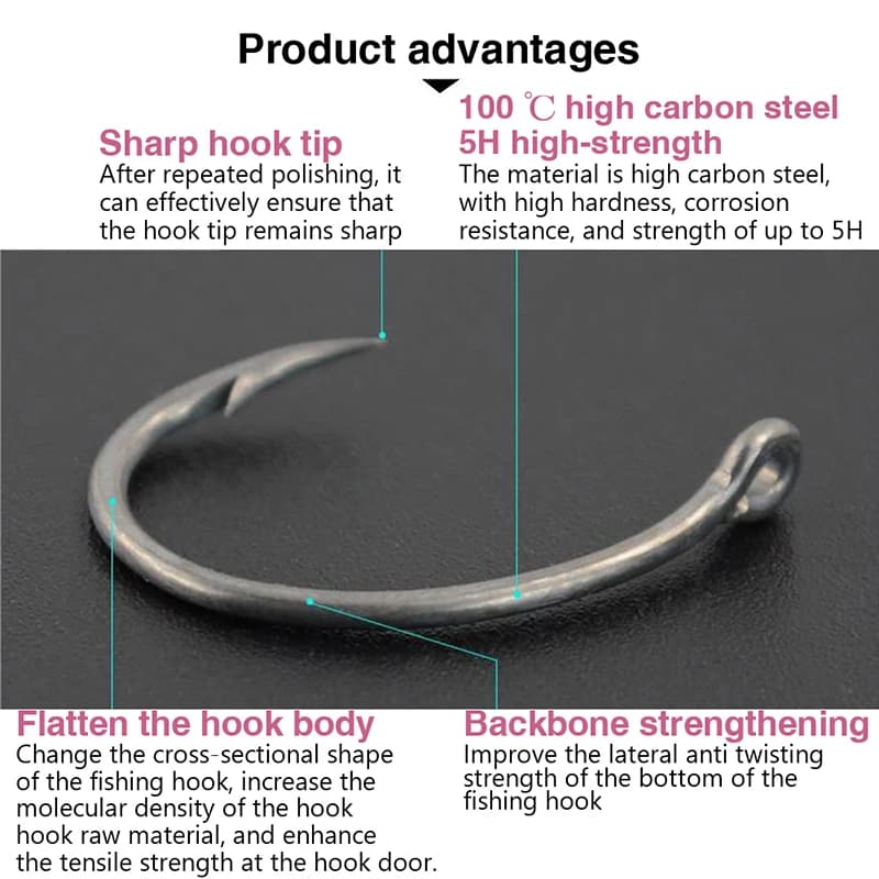 ♪ SP]Hyrisis 50 Piece Hooks in Box, Multipurpose Hooks with Ardiglione, Carpet Hooks, Fishing Equipment