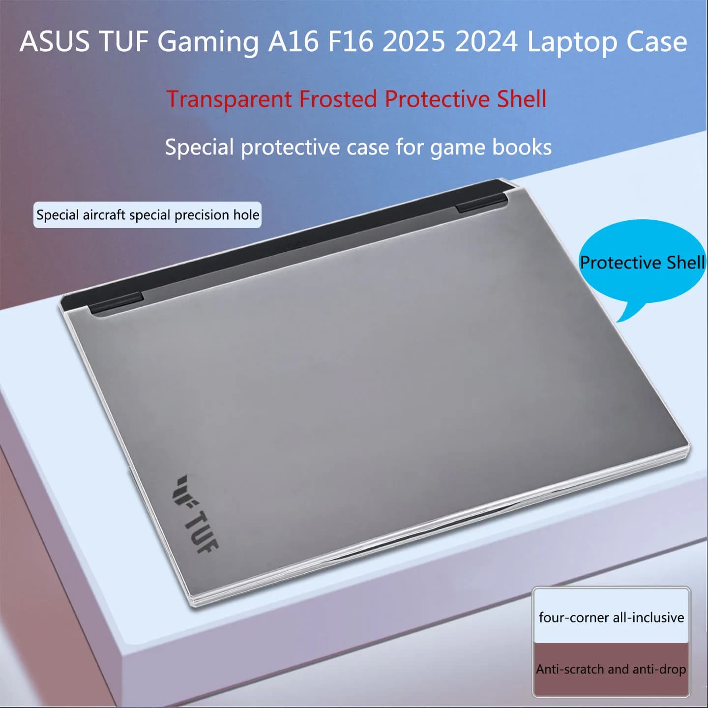 Custodia Protettiva Trasparente Smerigliata Anti-caduta a Copertura Totale per Notebook ASUS TUF Gaming F16 A16 FX607 FA607 FX608 (Modelli 2024-2025)