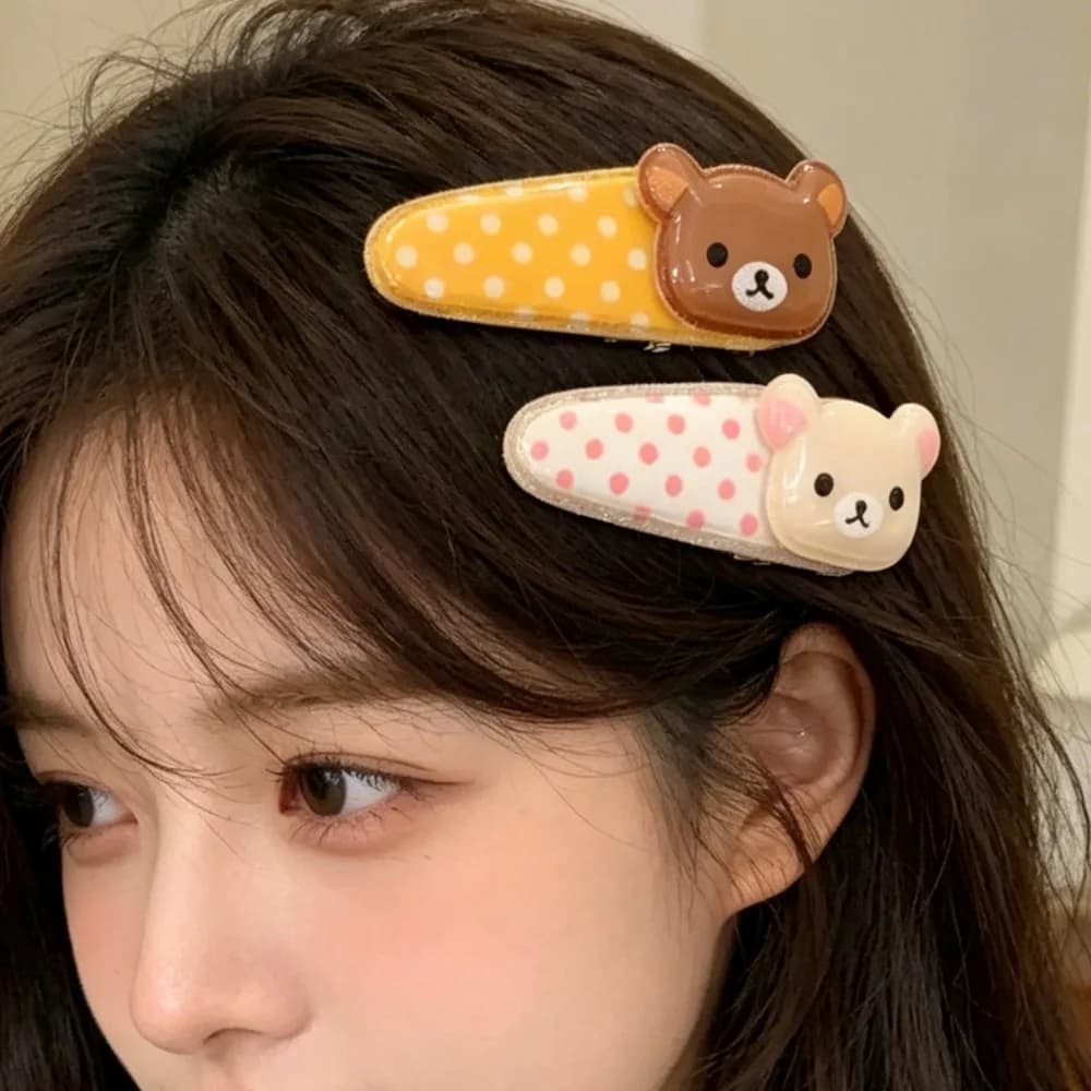 Graziose forcine per capelli con ali d'angelo a pois, fermagli BB Rilakkuma Lazy Bear, accessori per capelli versatili, regali di compleanno per ragazze