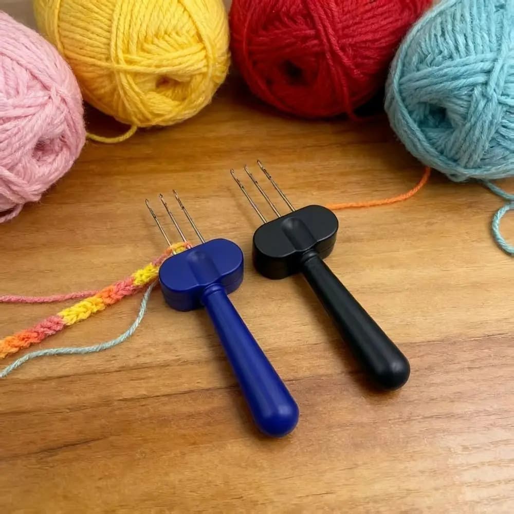 Uncinetto a gancio 3/4 per filati, strumento per maglieria con impugnatura ergonomica, portatile, per intrecciare corde, in plastica