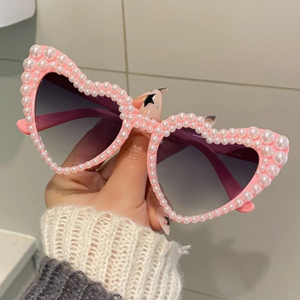 Occhiali da sole Pearl, occhiali da sole leggeri a forma di cuore, occhiali da sole con montatura grande a forma di cuore per viaggi, riunioni e uso quotidiano