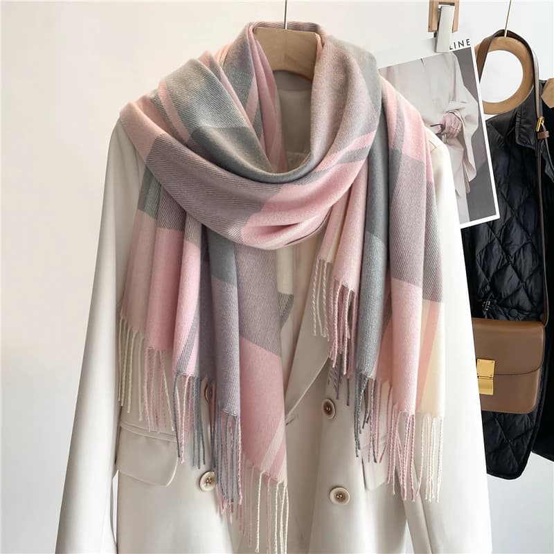 Calda coperta di cashmere Donna Viaggio Sciarpa invernale Moda Plaid Pashmina Scialle spesso Avvolge con nappa Casual Bufanda Poncho Nuovo