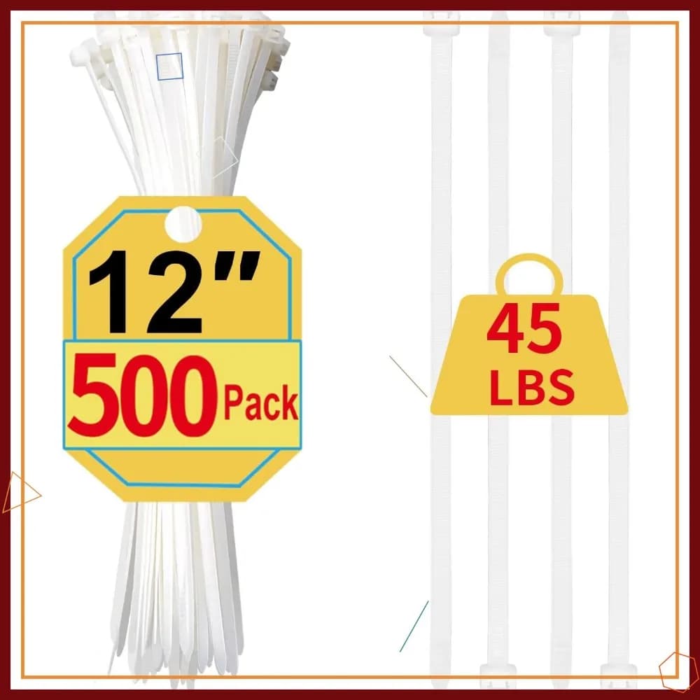 Confezione da 500 fascette stringicavo bianche da 30 cm, fascette in nylon multiuso, resistenza alla trazione di 20 kg per casa, ufficio e esterni