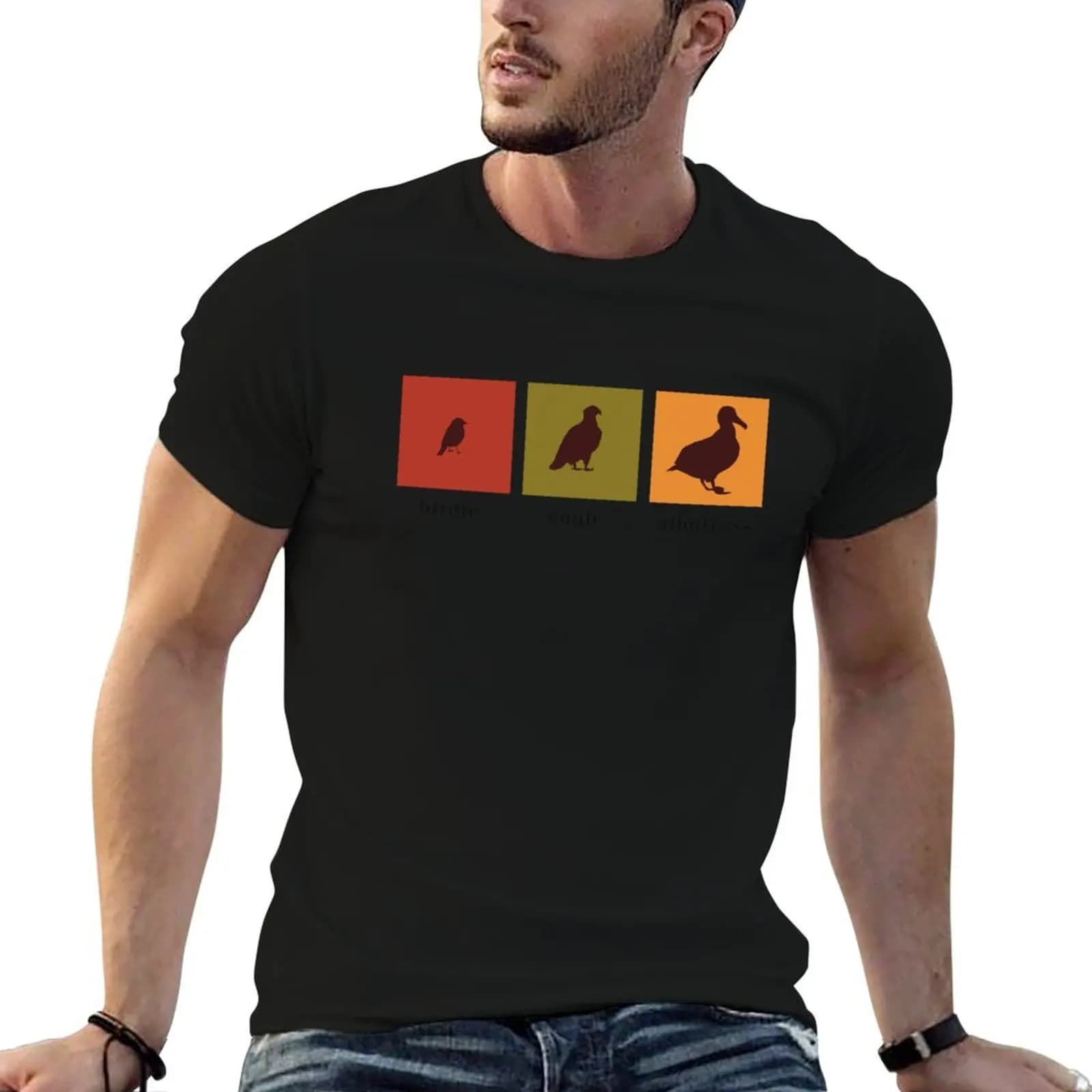 T-shirt Golf Birdie Eagle Albatross (testo nero, colori autunnali) T-shirt in cotone 100% T-shirt da uomo in cotone