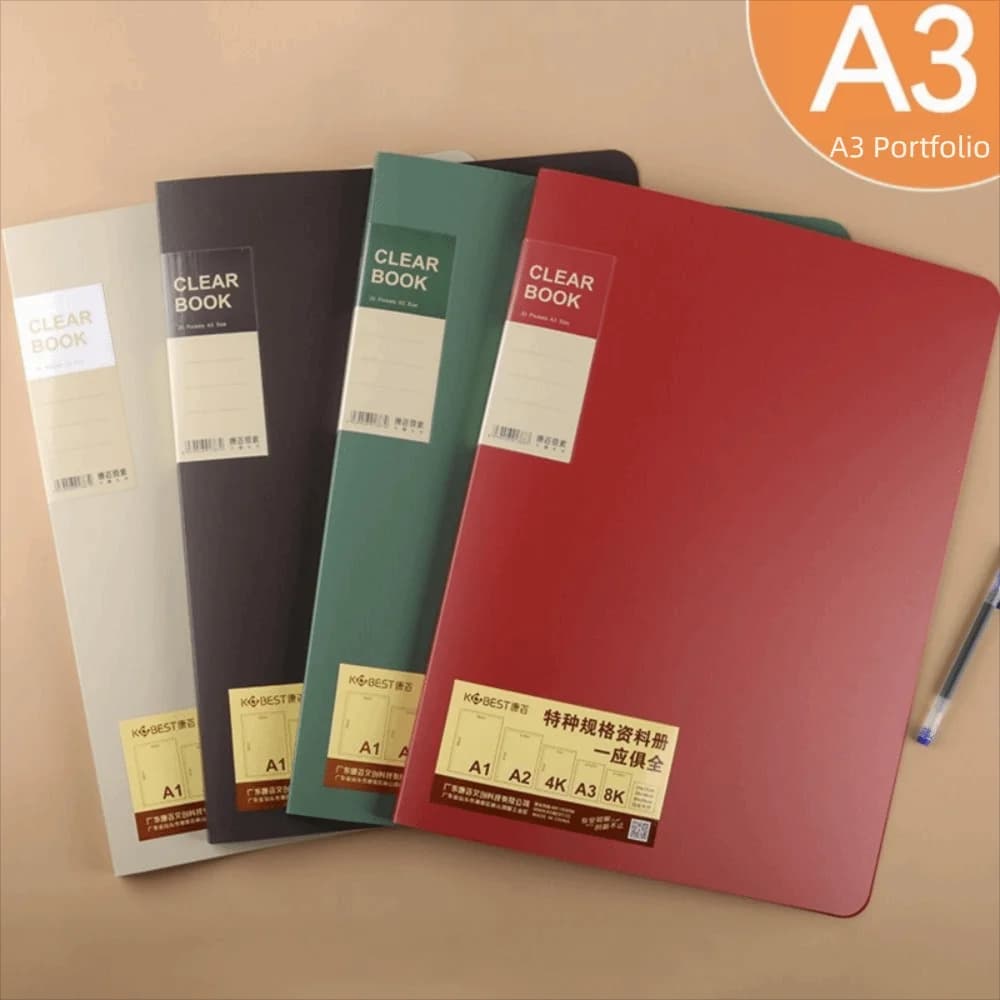 A3 Clear Book Multicolor 20/40/60 Pages Document Storage File Bag Big Size Transparent Inner Page Folder Large Folder Stationer