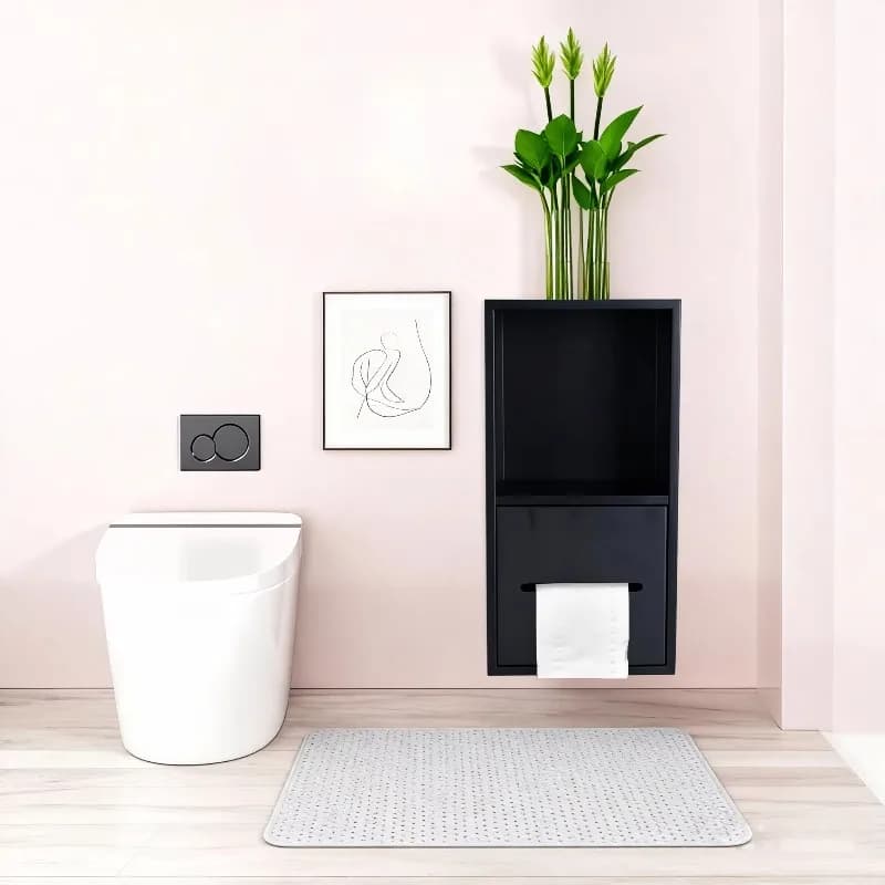 Modern Paper Roll Holder Toilet Wall Mounted Embedded 304 Stainless Steel with Locker Bathroom No Drilling Required