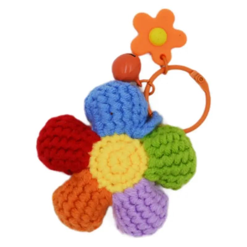Commercio all'ingrosso fatto a mano all'uncinetto bambola di peluche farcito piccolo fiore rosso pendente uncinetto fatto a mano filato tessitura fiore afghano
