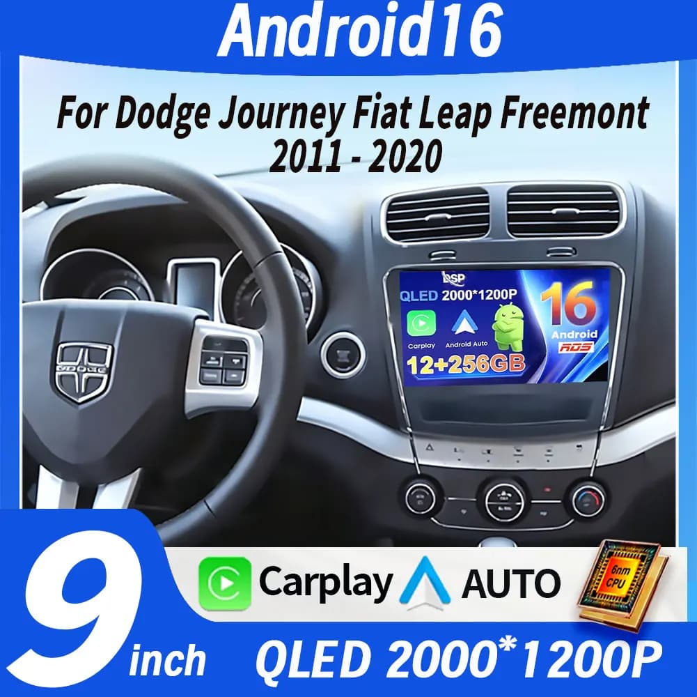 Autoradio Android 16 per Dodge Journey Fiat Leap 2012 - 2020 Lettore Multimediale Stereo Video Carplay Auto 4G WIFI GPS Navigazione