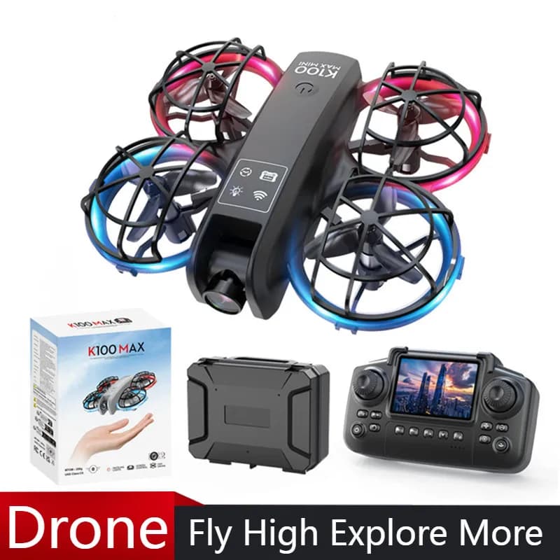 2025 NUOVO Mini K100 MAX Drone 4K HD Professionale Doppia Schermo Della Fotocamera Flusso Ottico Drone Giocattoli Brushless Quadcopter Regalo Fpv Drone