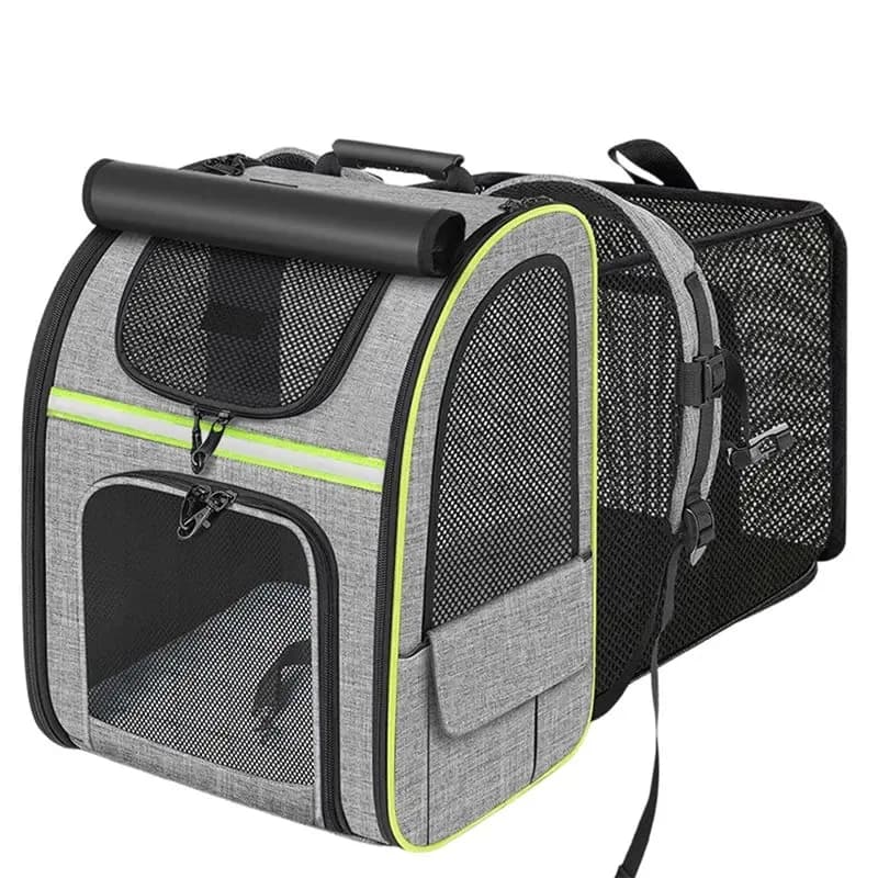 FYBL-Cat Carrier Backpack - Expandable, Breathable Mesh With Shade Cover For Travel Grey