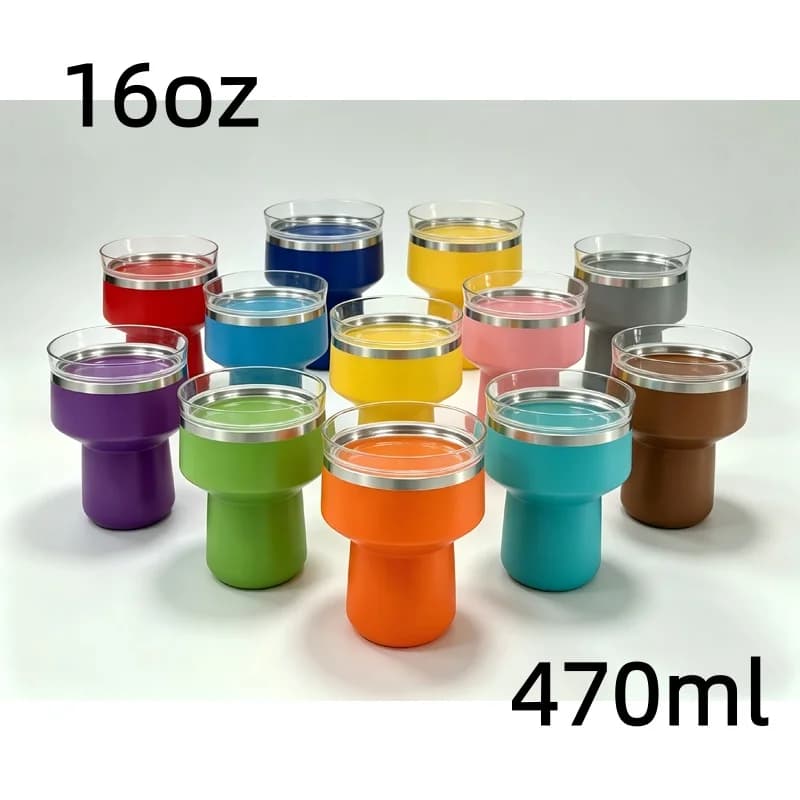 Bicchiere da Martini in Acciaio Inox da 16oz con Stampo per Ghiaccio a Rosa - Elegante Contenitore per Cocktail, Champagne, Margarita, Espresso