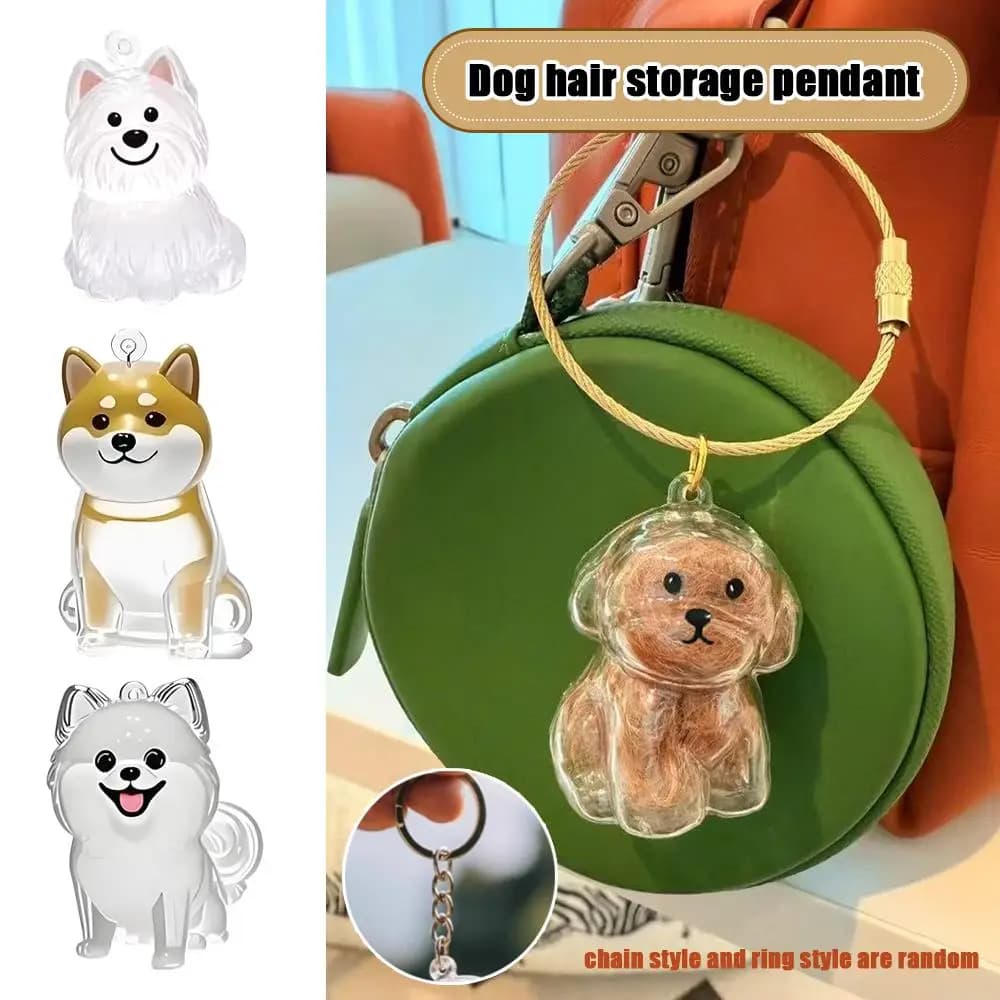 Hanging pet keychain, resin memorial pendant, capsule to store cat/cane hair, unique keychain, novel, fashionable souvenir for pet lovers