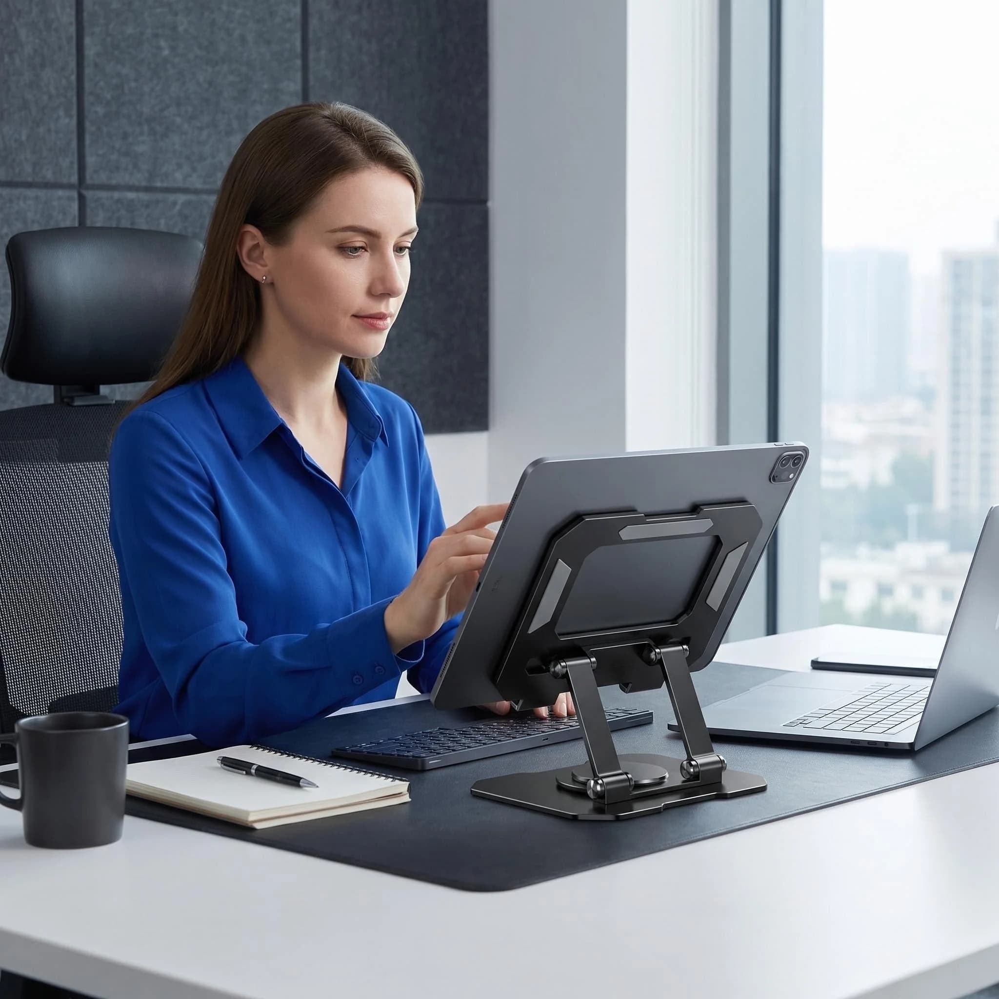 Metal Tablet Stand 360° Rotatable Anti-Slip Heat Dissipation Multi-Scenario Universal Stable Adjustable Height Base