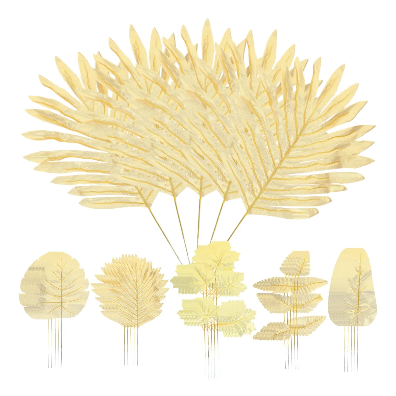 25Pcs Gold Artificial Monstera Leaves High Simulation Lifelike Fake Plant Leaves for Wedding Floral Arrangements Tropical Decor