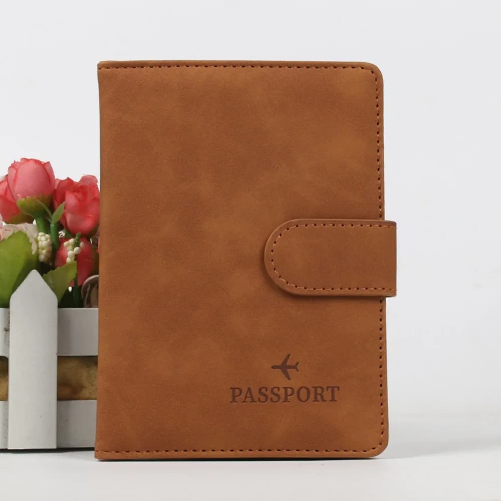 Porta Passaporto in Pelle Tinta Unita, Porta Carte Multifunzione, Custodia per Certificati, Porta Biglietti Aerei per Check-in