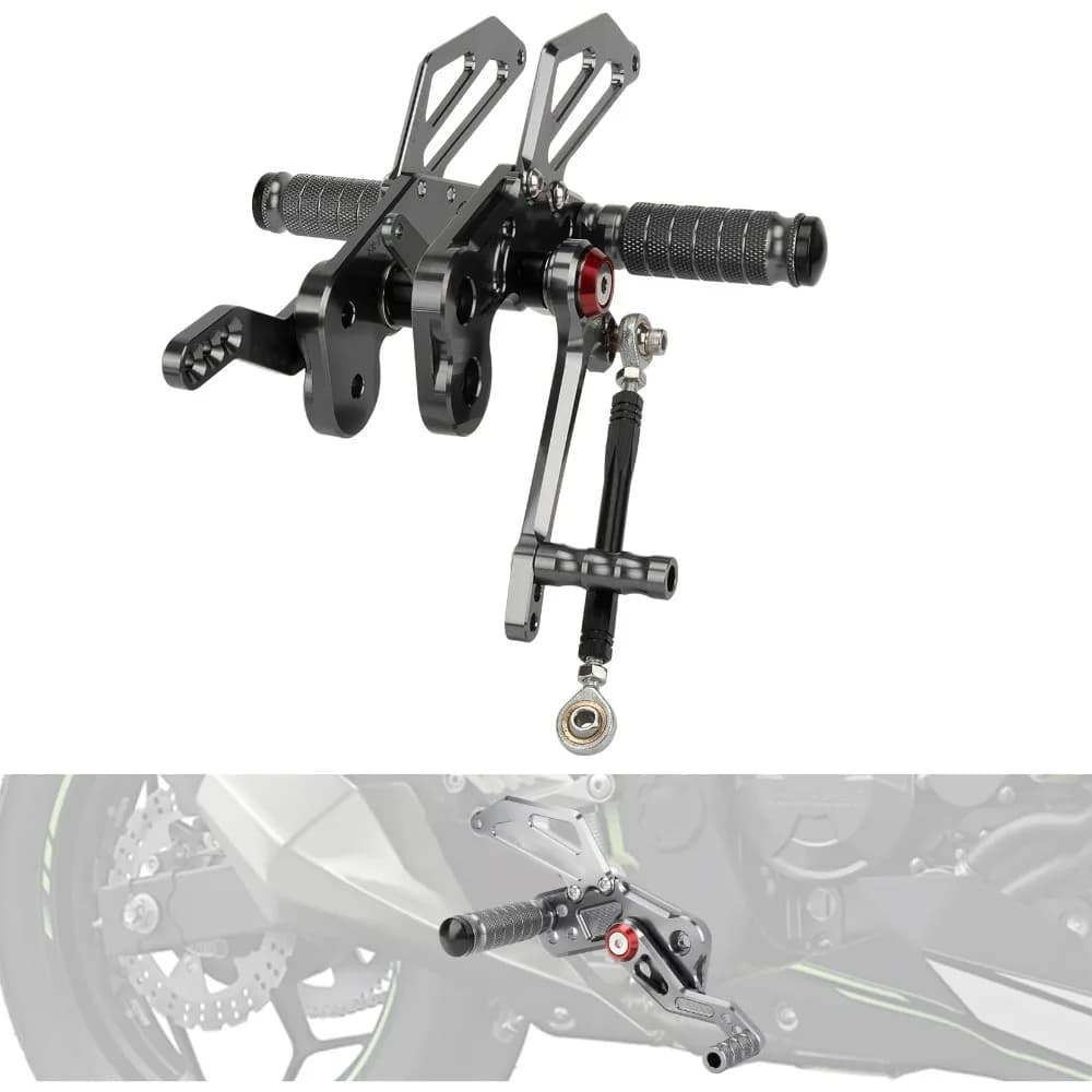 Pedali moto CNC Passo posteriore per Kawasaki Z125/Pro 2016-2023 Pedane poggiapiedi posteriori regolabili a 4 posizioni