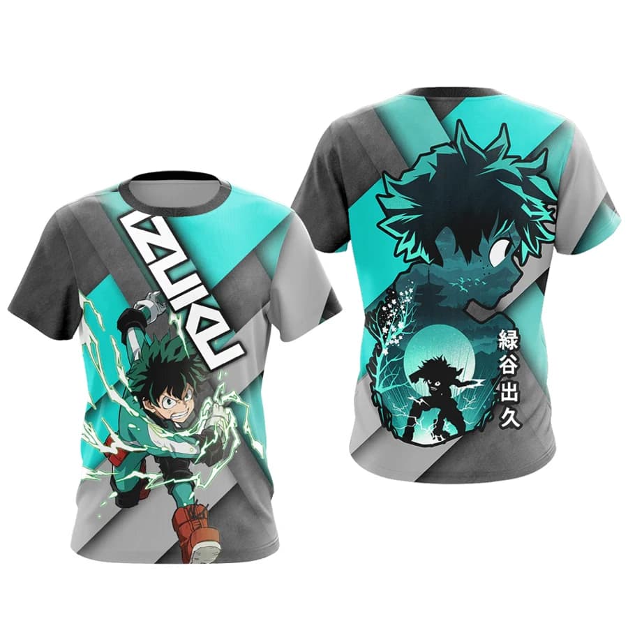 My Hero Academia Izuku Midoriya Deku T-shirt 3D ad asciugatura rapida per uomo, donna, bambino, sport estivi, maglietta anime, abbigliamento per bambini della famiglia