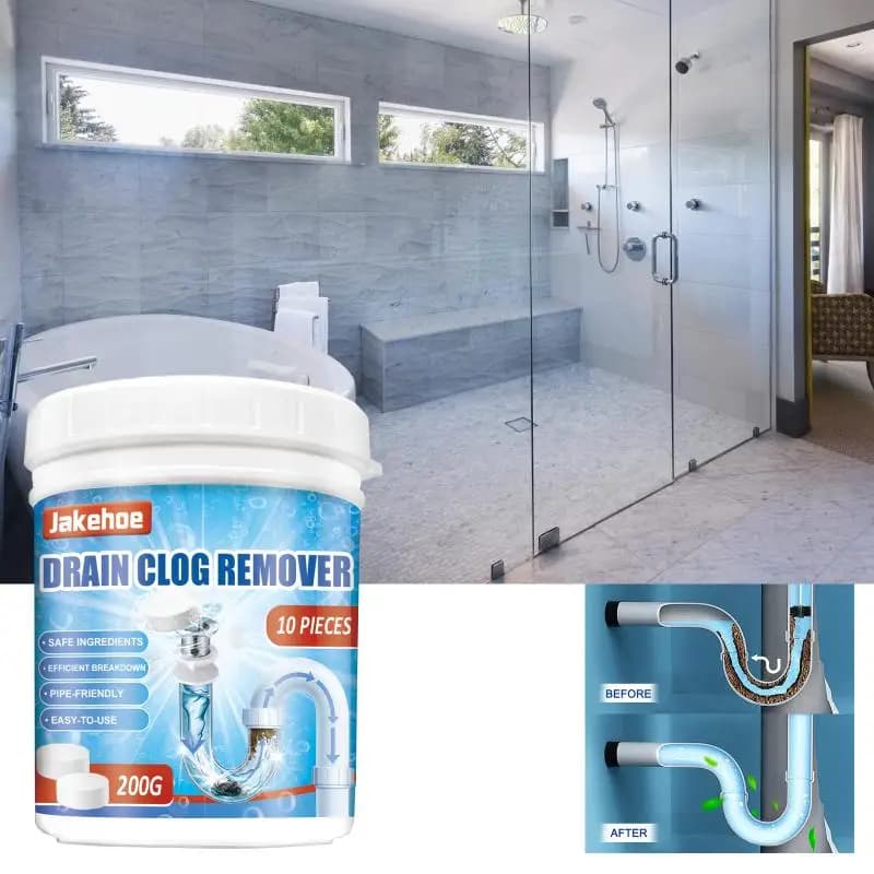 Agente detergente effervescente per scarichi di bagni e cucine, compresse effervescenti per la pulizia di lavelli e WC.